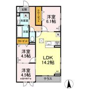 クレストコート八乙女 Aの間取り画像