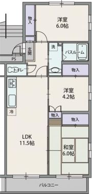 サンパークハイツ沼北Eの間取り画像