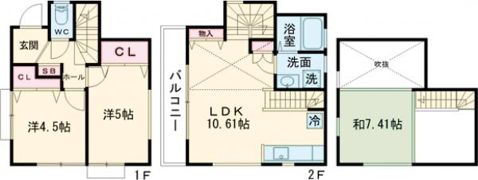 朝日町4丁目戸建の間取り画像