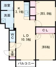 エレガント北斗B棟の間取り画像