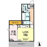 ディアライズ小郡船倉町B棟の間取り画像