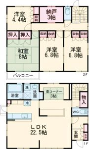 桑名市陽だまりの丘六丁目一戸建の間取り画像