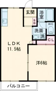 セントリバーハイツ千代崎Aの間取り画像