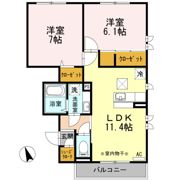 PURA VIDA（ﾌﾟｰﾗ ｳﾞｨｰﾀﾞ） B棟の間取り画像