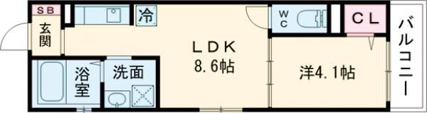 アペルト泉佐野Ⅵの間取り画像