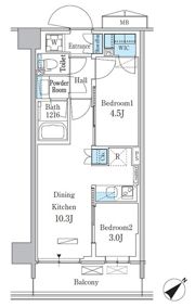 パークアクシス品川南大井パークフロントの間取り画像