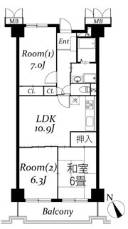 フローラ稲毛の間取り画像