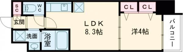 S-RESIDENCE国泰寺町二丁目の間取り画像