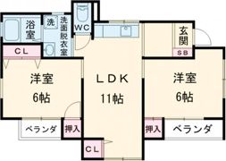 由宇駅裏アパートの間取り画像
