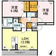 サニープレイス十一屋 B棟の間取り画像