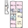 ブリッサ砂川S Ⅱの間取り画像