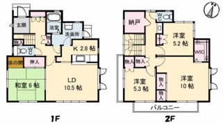 U邸一戸建貸家の間取り画像