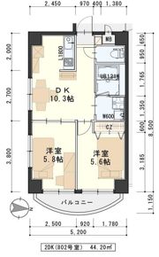 K－1二日町の間取り画像
