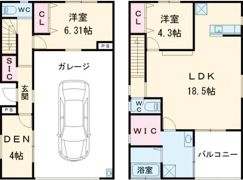 仮)上三川ガレージハウス Aの間取り画像