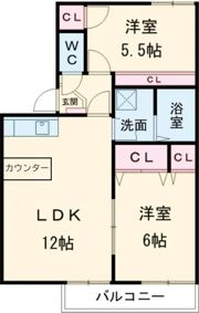 ノースアベニュ梨子ノ木の間取り画像