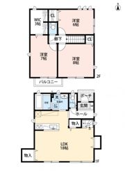 稲城市東長沼戸建の間取り画像