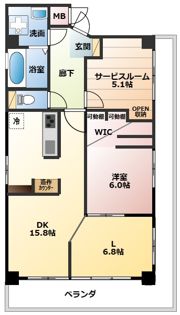 サンハイツヒロ 3Aの間取り画像