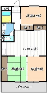 第5グランドハイツ服部の間取り画像
