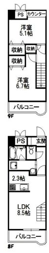 ランドマーク豊川の間取り画像