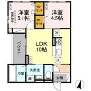 DーROOM遠見塚Ⅲの間取り画像