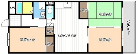 本宮ハイツ山田の間取り画像