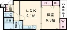 アンシャンテS北野田の間取り画像