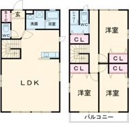 保津2貸家 3LDKの間取り画像