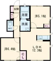 レガール北野 Aの間取り画像