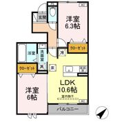 TORISIA 南富田町 Bの間取り画像