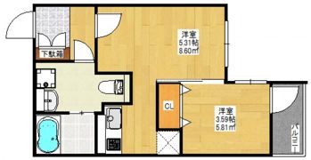 【庚午北】ヴィラ博丈(ヒロタケ)庚午北の間取り画像