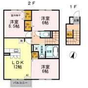 プランドール安岡Ⅲ A棟の間取り画像