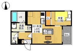 REGALEST 下伊福Ⅴ（レガリスト シモイフクファイブ）の間取り画像