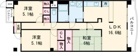 コスモヒルズ北野田の間取り画像