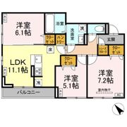 D-ROOM都賀2丁目ⅡｰA棟の間取り画像
