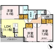 D-ROOM都賀2丁目ⅡｰA棟の間取り画像