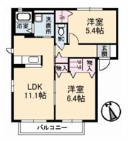 ヴィレッジ中陣 B棟の間取り画像