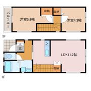 西三里塚貸家の間取り画像