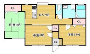 山角貸家の間取り画像