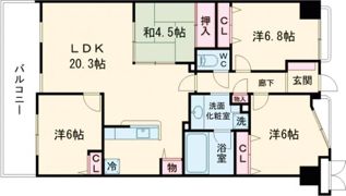 アップルガーデン＜ウエスト＞の間取り画像
