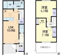 10/15(仮称)阿蘇郡高森町テラスハウス Aの間取り画像