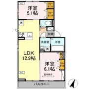 クレージュ大和町の間取り画像