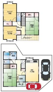 板野町川端戸建の間取り画像