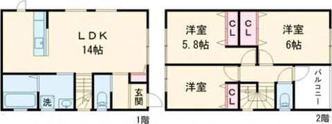 フラリス下小出Aの間取り画像