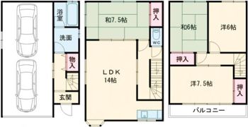 天理市ガレージHOUSEの間取り画像