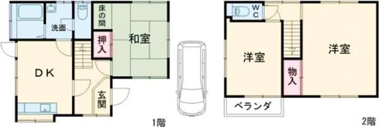 河辺8丁目一戸建貸家の間取り画像