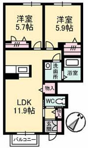 ガーデンズ多治米 B棟の間取り画像
