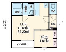 GRADUS若葉Ⅱ（グラドゥスワカバツー）の間取り画像