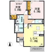 セジュールセレガ川南 A棟の間取り画像