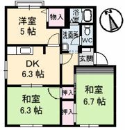 東代ハイツ A棟の間取り画像