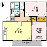 ハイカムール麻美 B棟の間取り画像